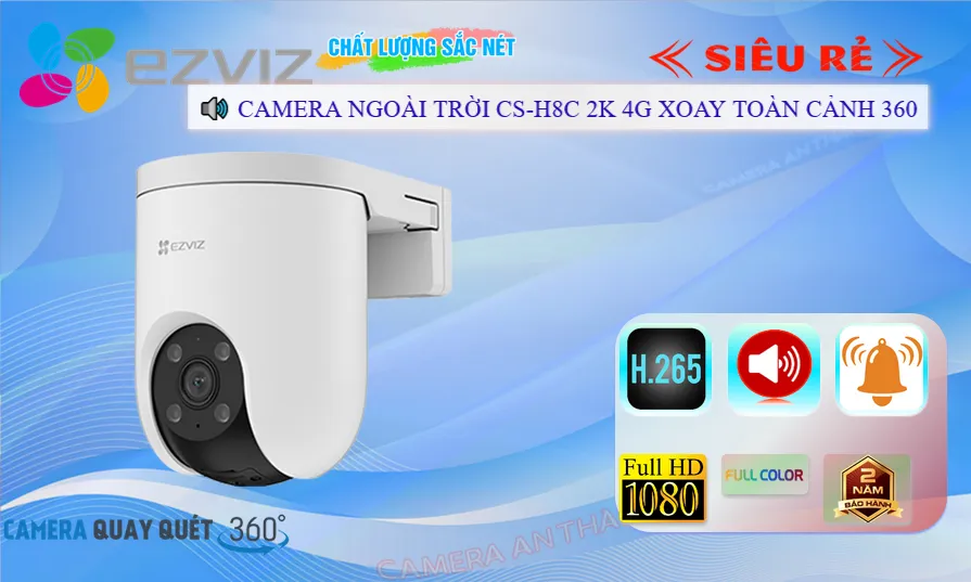 Camera Wifi Ezviz Xoay 360 CS-H8C (3MP,4G)