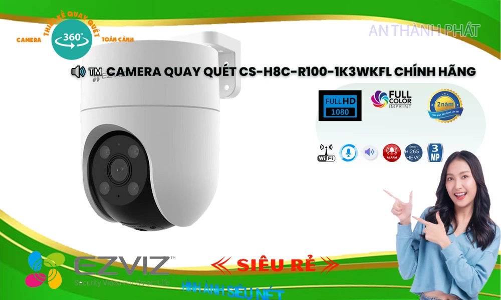 Camera CS-H8c-R100-1K3WKFL  Wifi Ezviz Thiết kế Đẹp