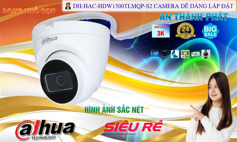 DH-HAC-HDW1500TLMQP-S2 Camera Dahua 5MP Giá Rẻ