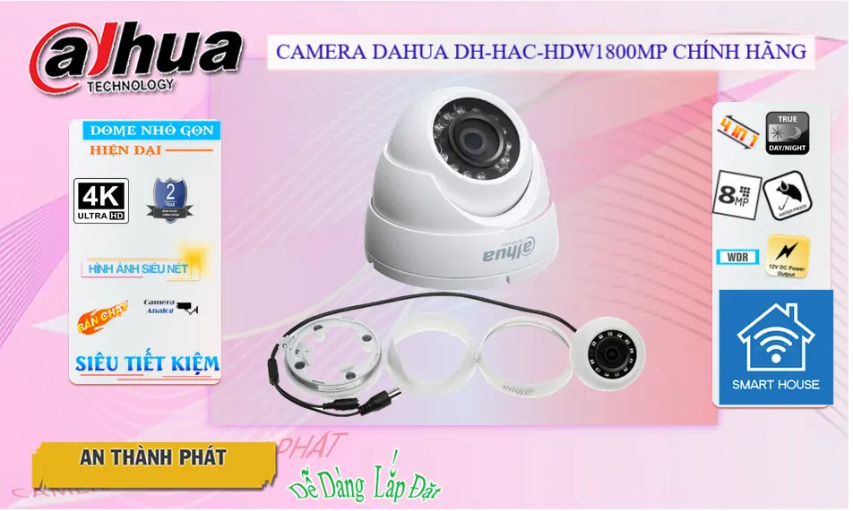 Camera Dahua 8MP DH-HAC-HDW1800MP Lắp Trong Nhà