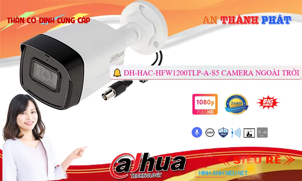 Camera Ngoài Trời Hồng Ngoại 80m DH-HAC-HFW1200TLP-A-S5