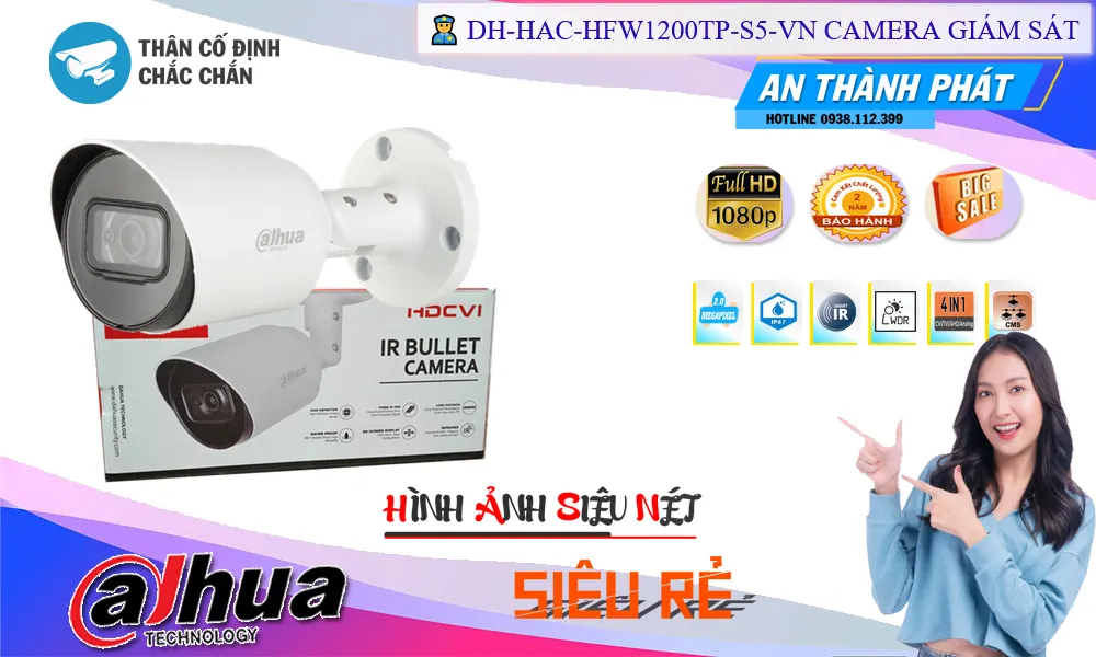 DH-HAC-HFW1200TP-S5-VN Camera Ngoài Trời 2MP