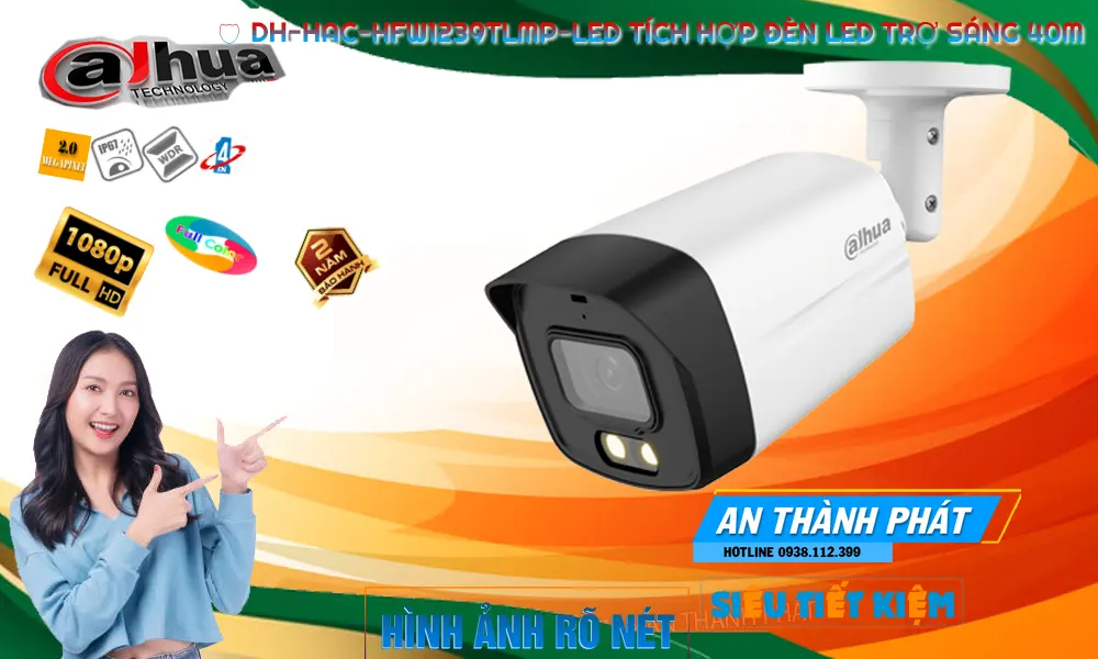 DH-HAC-HFW1239TLMP-LED Camera Dahua Full Color Ngoài Trời