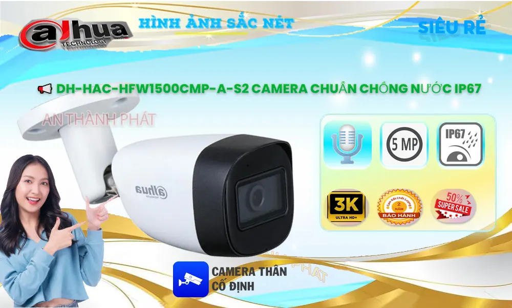 DH-HAC-HFW1500CMP-A-S2 Camera Dahua 5MP Giá Rẻ