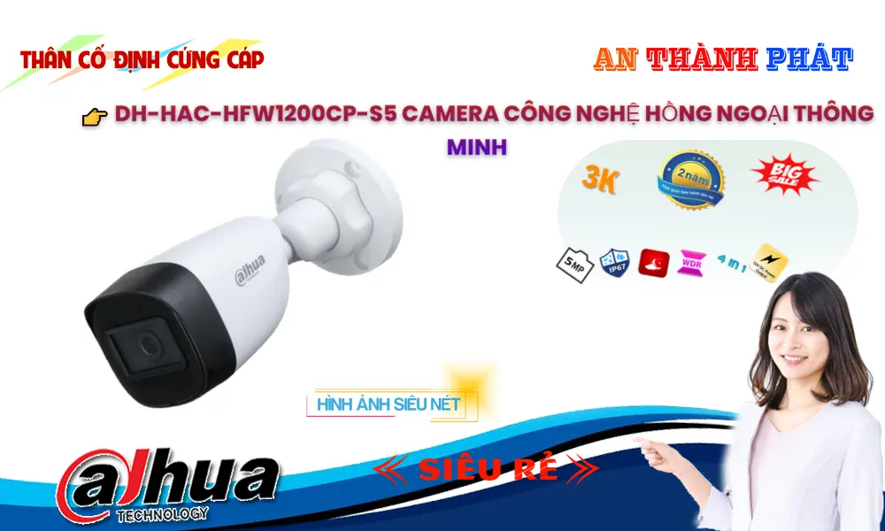 Camera Ngoài Trời Dahua 5MP DH-HAC-HFW1500CMP-S2
