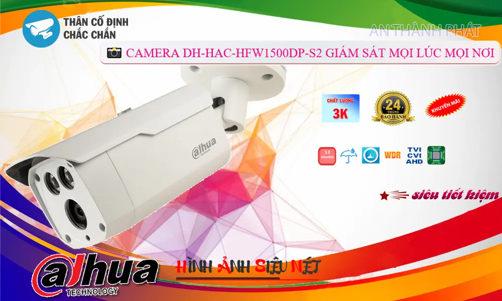 Camera Dahua Ngoài Trời 5MP DH-HAC-HFW1500DP-S2
