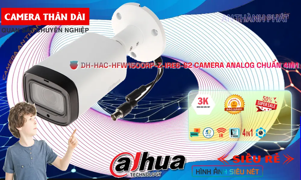 DH-HAC-HFW1500RP-Z-IRE6-S2 Camera Ngoài Trời 5MP