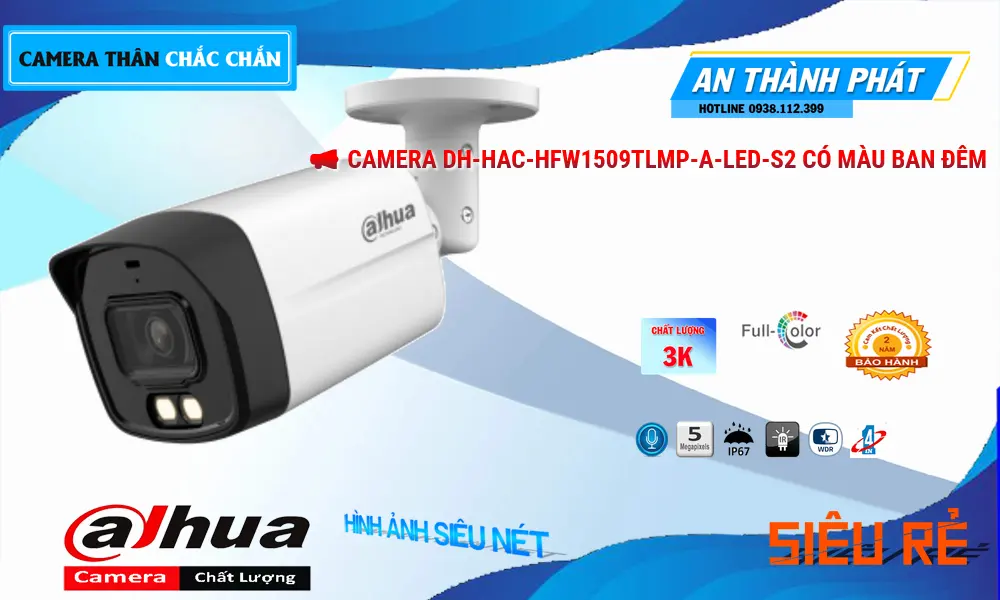 Camera DH-HAC-HFW1509TLMP-A-LED-S2  Ngoài Trời