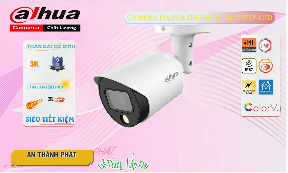 DH-HAC-HFW1509TP-LED  Camera Dahua Ngoài Trời 5MP