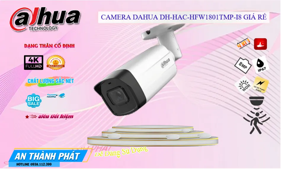 Camera DH-HAC-HFW1801TMP-I8  Quan Sát 4K
