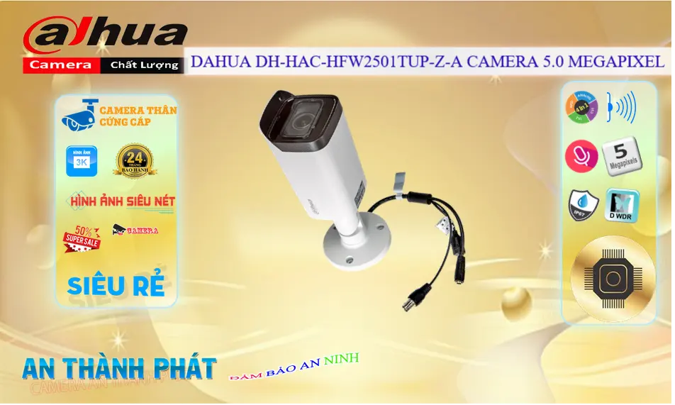 DH-HAC-HFW2501TUP-Z-A  Camera Ngoài Trời Ghi Âm 5MP
