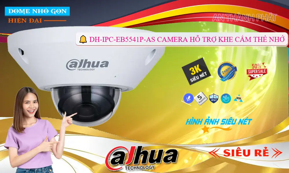 Camera An Ninh  Dahua DH-IPC-EB5541P-AS Thiết kế Đẹp