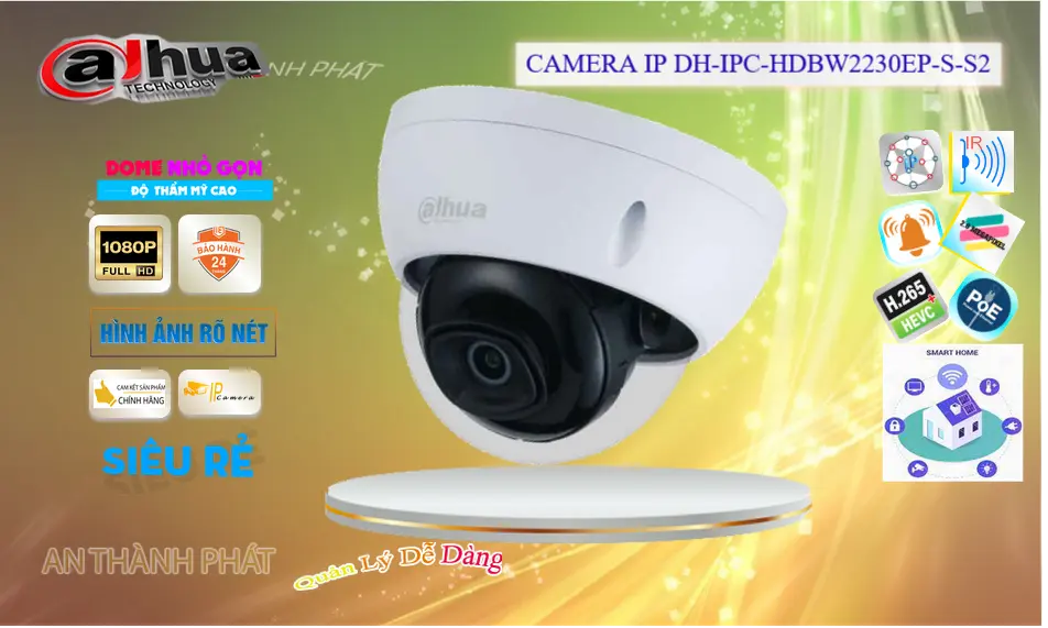 Camera IP POE 2MP  DH-IPC-HDBW2230EP-S-S2