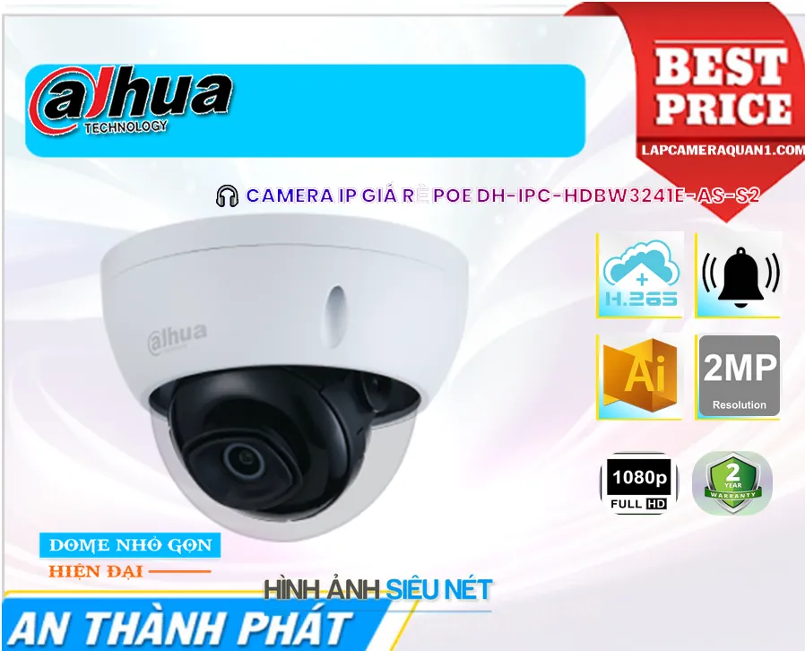Camera IP POE DH-IPC-HDBW3241E-AS-S2 Công Nghệ Ai
