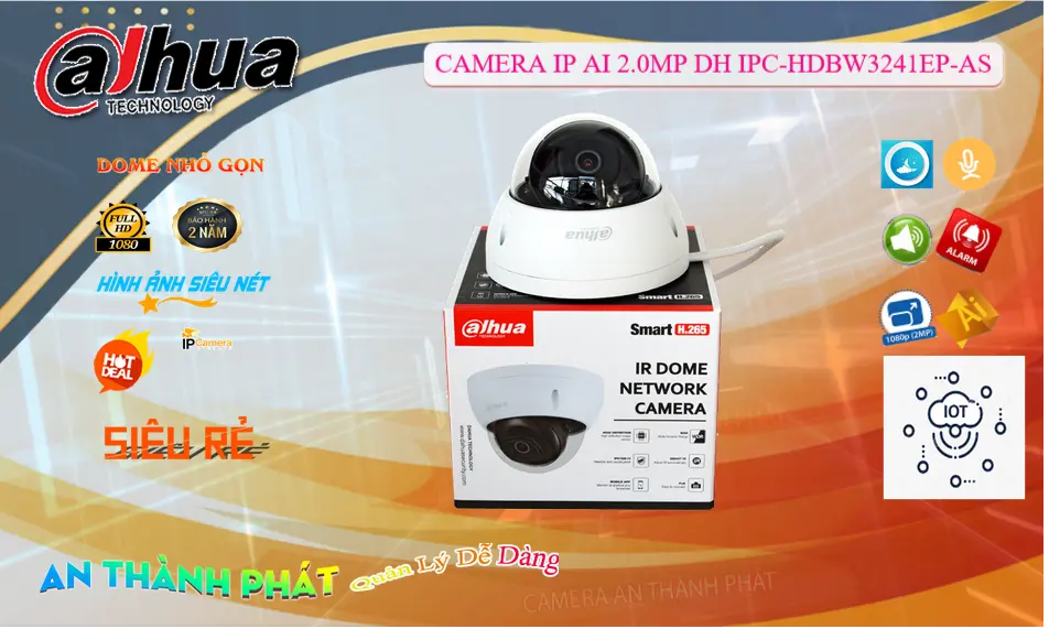 Camera IP DH-IPC-HDBW3241EP-AS Hỗ Trợ PoE