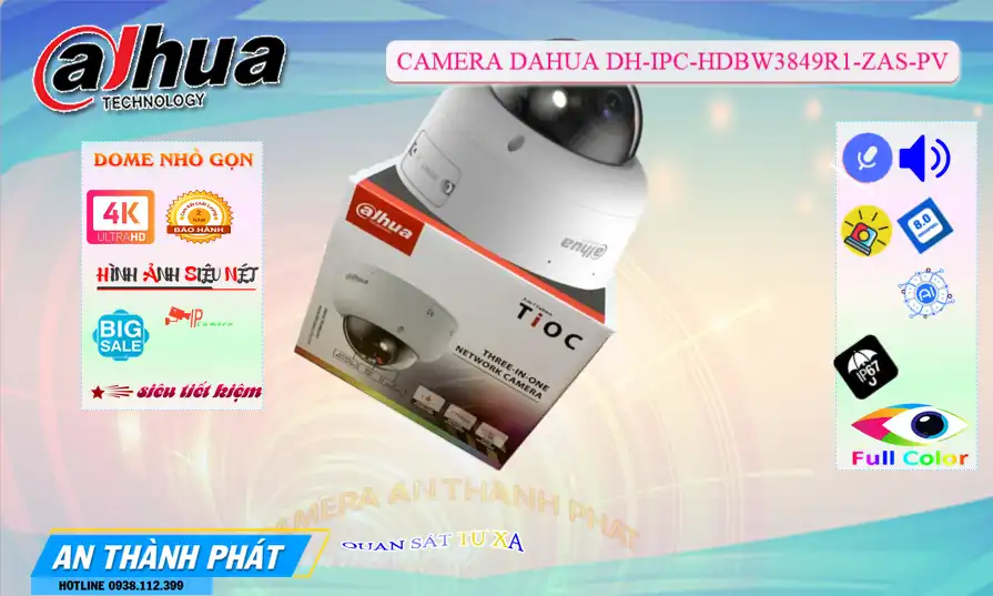 Camera An Ninh  Dahua DH-IPC-HDBW3849R1-ZAS-PV Thiết kế Đẹp