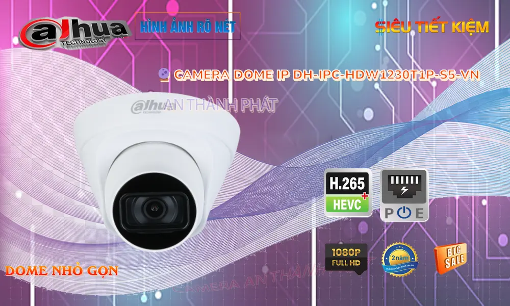Camera Ip POE DH-IPC-HDW1230T1P-S5-VN Lắp Trong Nhà