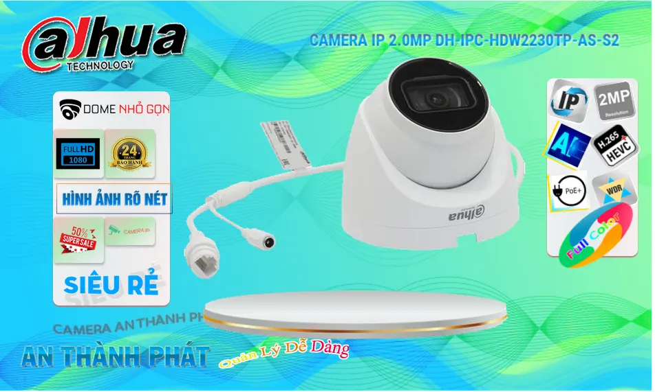 Camera IP Ghi Âm Hỗ Trợ POE DH-IPC-HDW2230TP-AS-S2