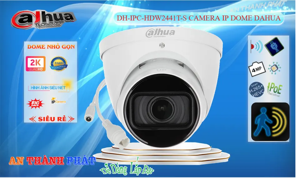 Camera IP POE 4Mp Dahua DH-IPC-HDW2441T-S