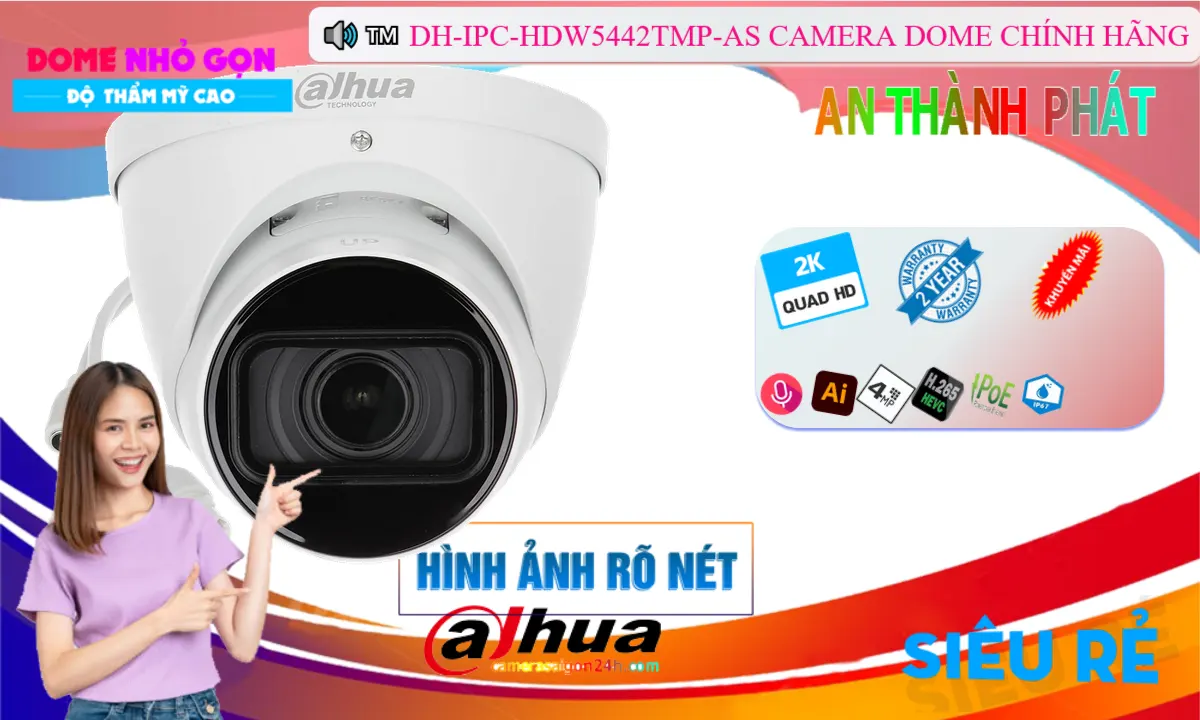Camera IP Văn Phòng 4MP POE DH-IPC-HDW5442TMP-AS