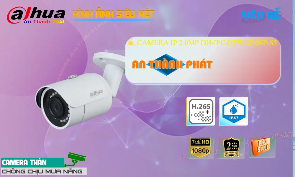 Camera IP Ngoài Trời DH-IPC-HFW1230SP-S5 Full HD 1080P