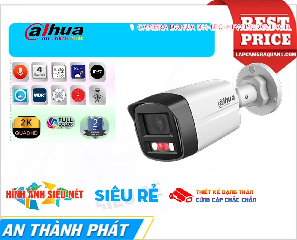 Camera Công Nghệ POE DH-IPC-HFW1439TL1-A-IL Dahua