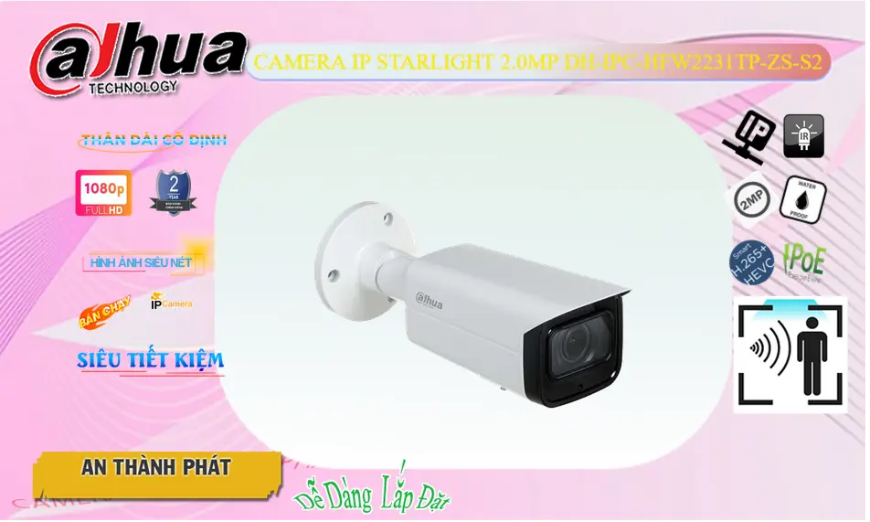 Camera IP Ngoài Trời Dahua DH-IPC-HFW2231TP-ZS-S2
