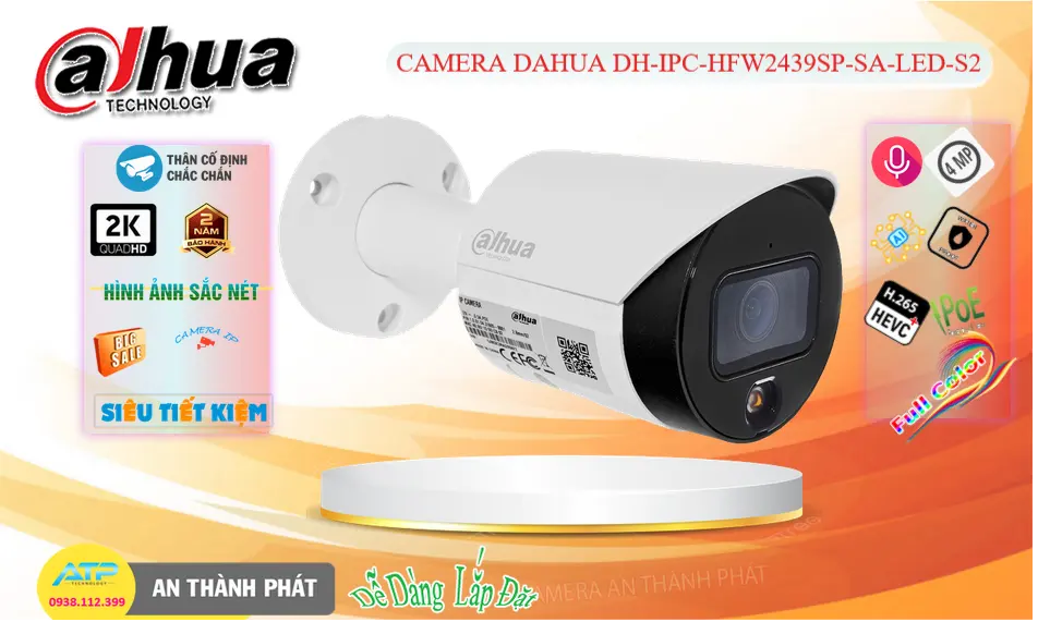 Camera IP Ghi Âm 4MP DH-IPC-HFW2439SP-SA-LED-S2