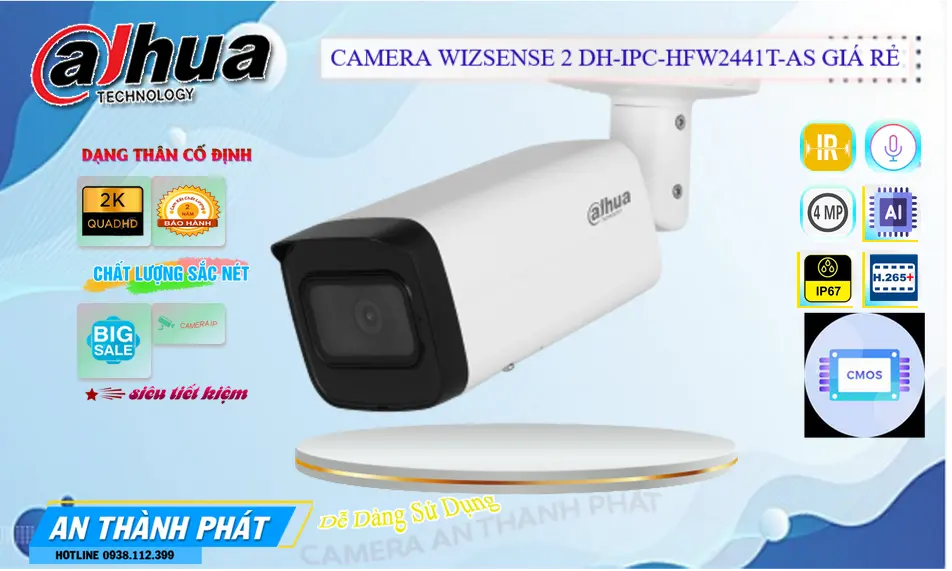 Camera IP POE Ghi Âm 1080P DH-IPC-HFW2441T-AS