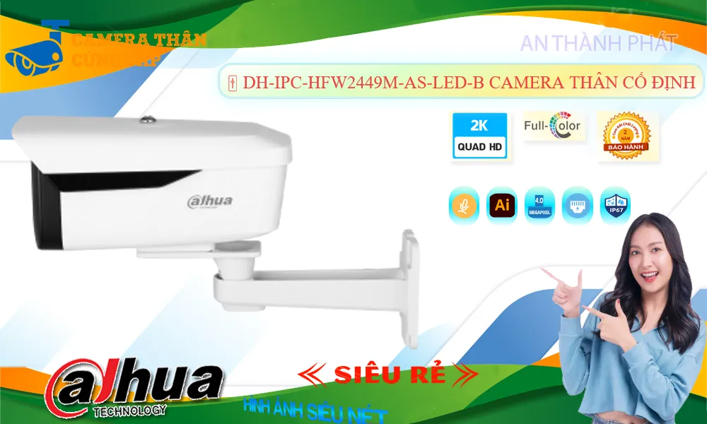 Camera IP Full Color Dahua DH-IPC-HFW2449M-AS-LED-B