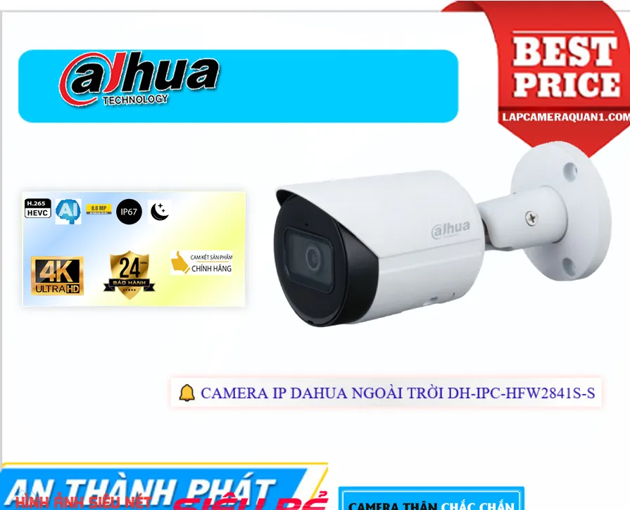 DH-IPC-HFW2841S-S Camera IP Ngoài Trời Siêu Nét