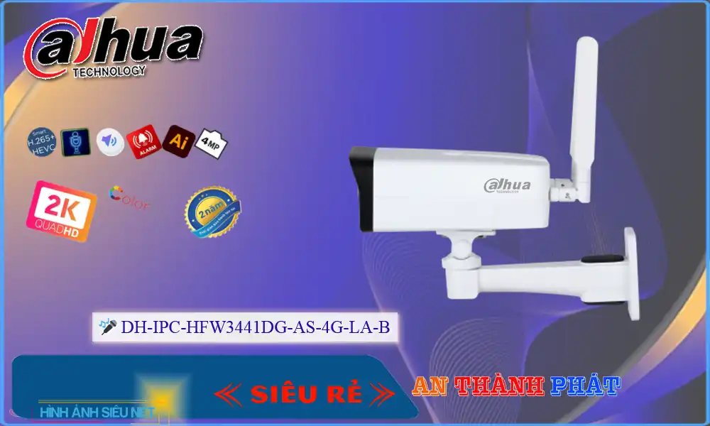 Camera Dahua DH-IPC-HFW3441DG-AS-4G-LA-B