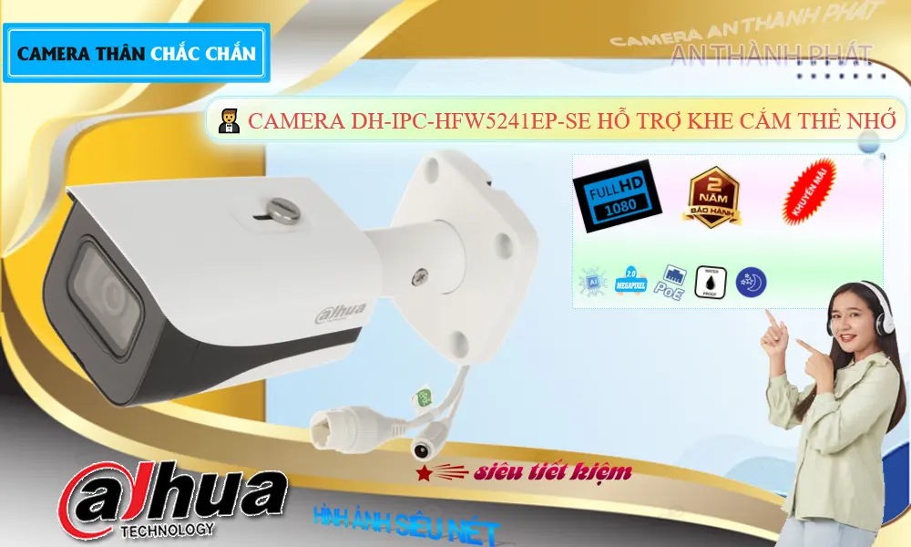 Camera DH-IPC-HFW5241EP-SE Camera IP Thân Hồng Ngoại 50m
