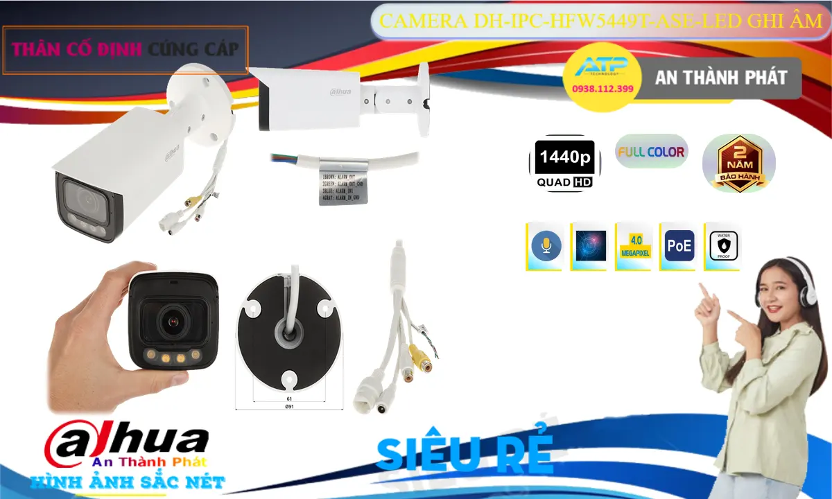 DH-IPC-HFW5449T-ASE-LED Camera IP Ngoài Trời Full Color