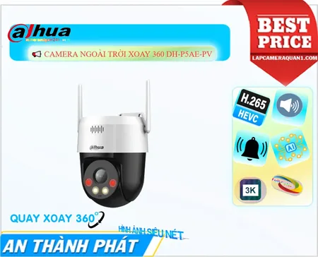 DH-P5AE-PV Camera IP Wifi trang bị đặt biệt Cảnh báo phát hiện người bằng thuật toán thông minh đang khuyến mãi Dahua