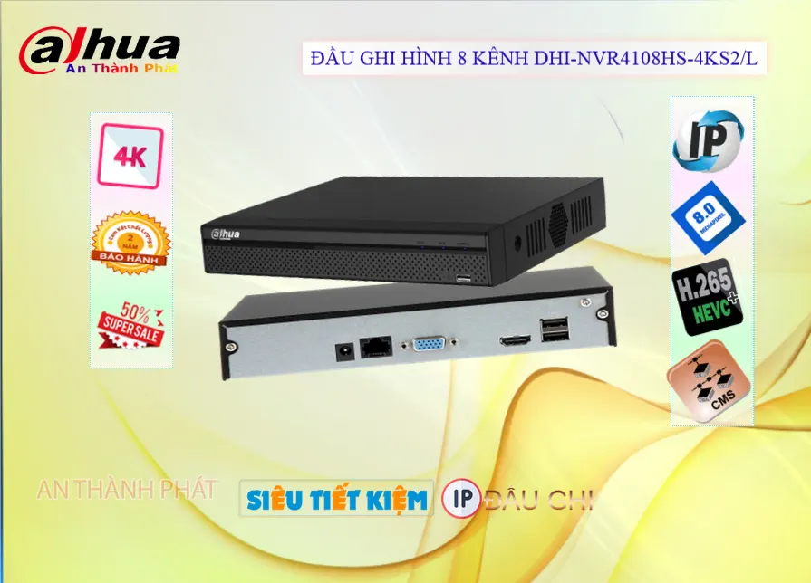 Dahua DHI-NVR4108HS-4KS2/L Đầu Ghi IP 8 Kênh 4K