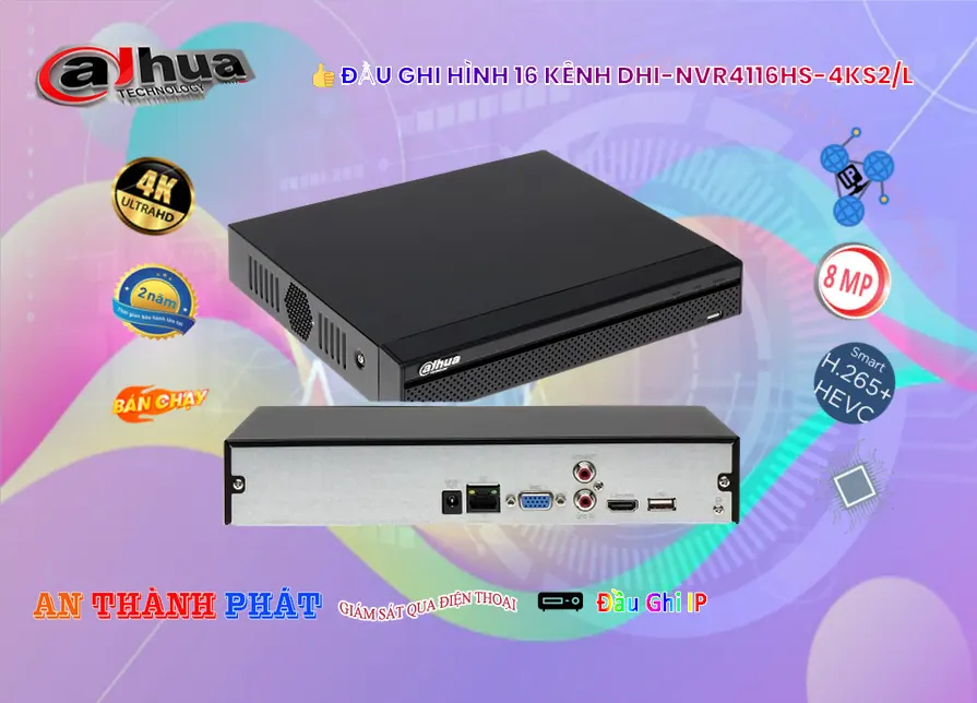 DHI-NVR4116HS-4KS2/L Đầu Ghi Hình IP 16 Kênh 4K