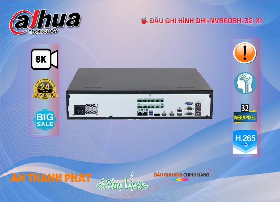 Đầu Ghi DHI-NVR608H-32-XI 32 Kênh IP 1024 Mbps 8 ổ HDD