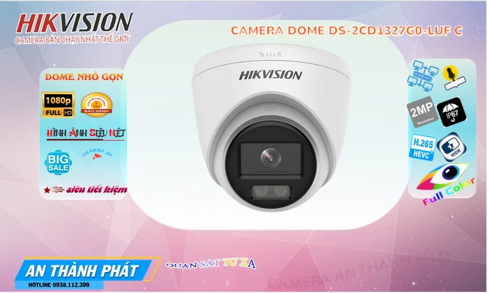 DS-2CD1327G0-LUFC Camera IP Hikvision Thu Âm