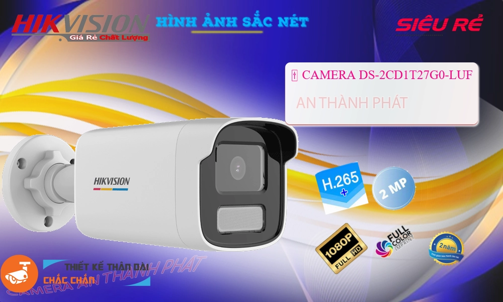 Camera DS-2CD1T27G0-LUF Dome Kim loại Camera DS-2CD1T27G0-LUF Dome Kim loại