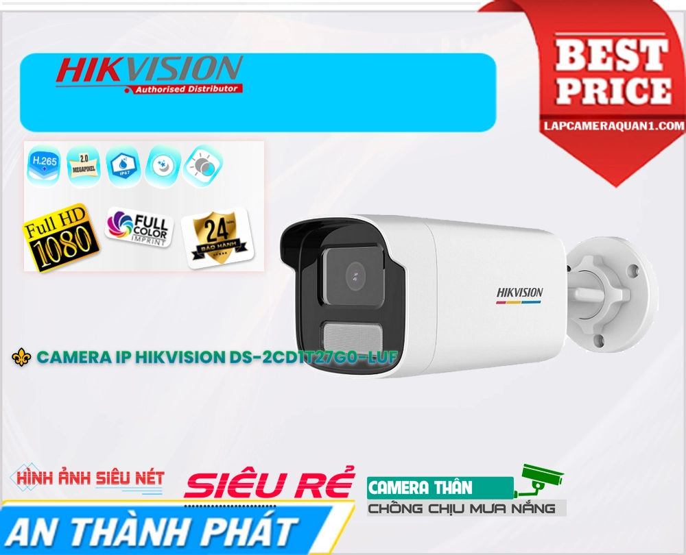 Camera DS-2CD1T27G0-LUF Dome Kim loại Camera DS-2CD1T27G0-LUF Dome Kim loại