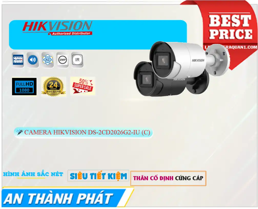 DS-2CD2026G2-IU (C) sắc nét Hikvision