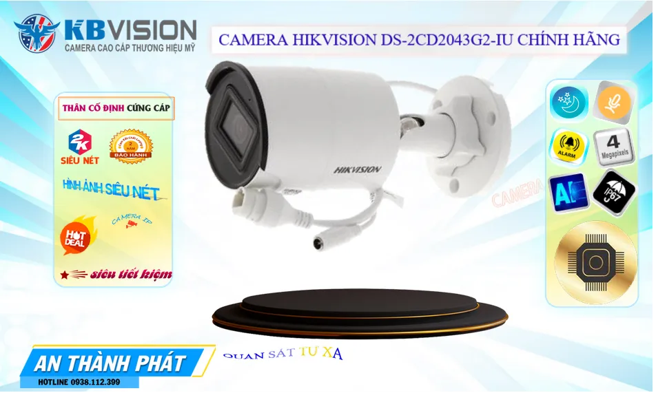 DS-2CD2043G2-IU Camera IP 4MP Báo Động