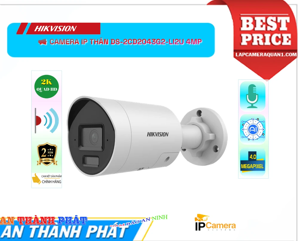 Camera Hikvision Giá rẻ DS-2CD2043G2-LI2U Camera Hikvision Giá rẻ DS-2CD2043G2-LI2U