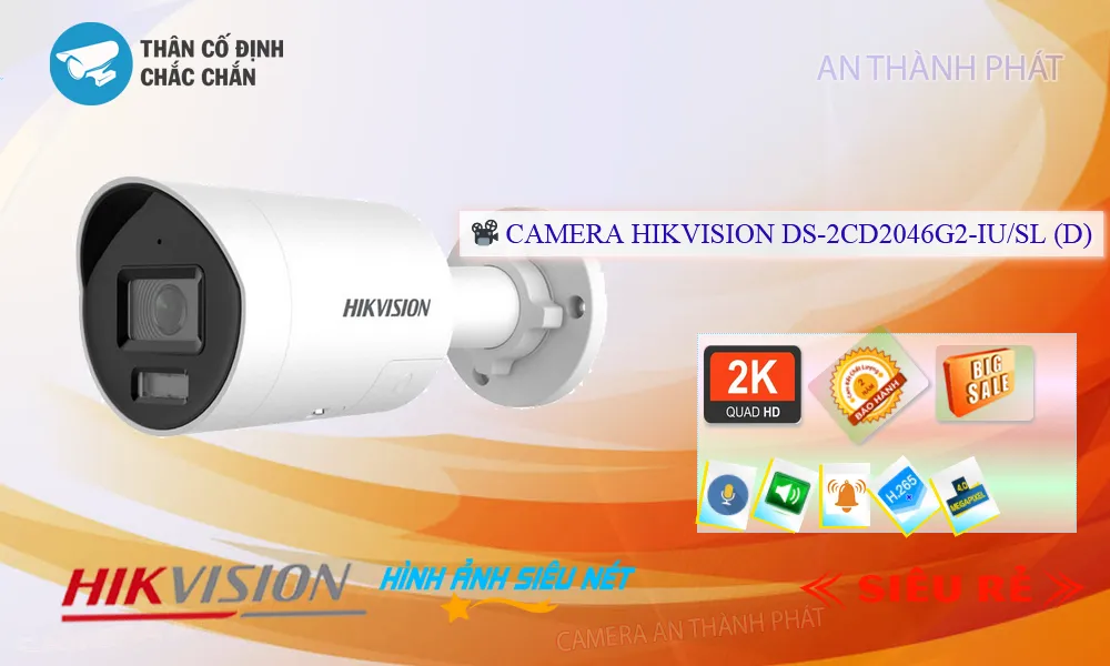 Camera IP Hikvision Âm Thanh 2 Chiều DS-2CD2046G2-IU/SL(D) Chất Lượng