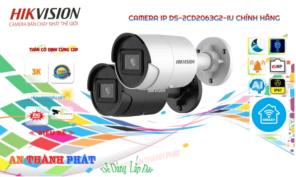 DS-2CD2063G2-IU Camera IP Hikvision 6MP