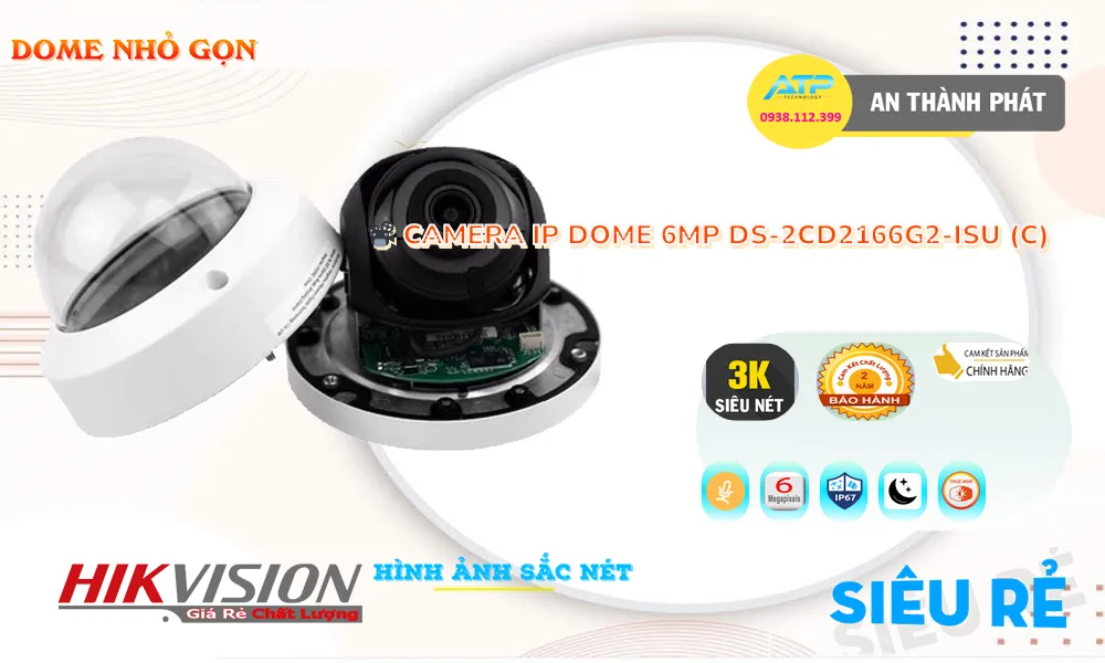 Camera IP  Hikvision 6MP DS-2CD2166G2-ISU(C)