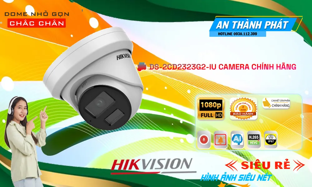 Camera IP Hikvision DS-2CD2323G2-IU 1080P