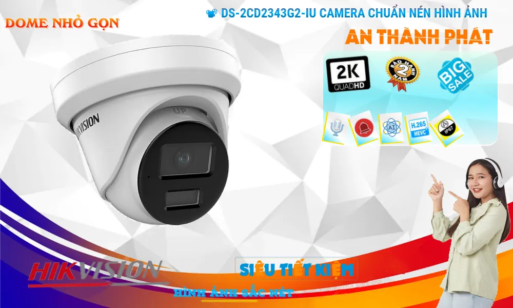 Camera Ip Hikvision 4MP DS-2CD2343G2-IU