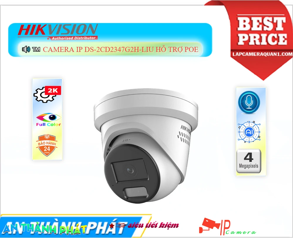 DS-2CD2347G2H-LIU Ip POE sắc nét Camera Giám Sát Giá rẻ